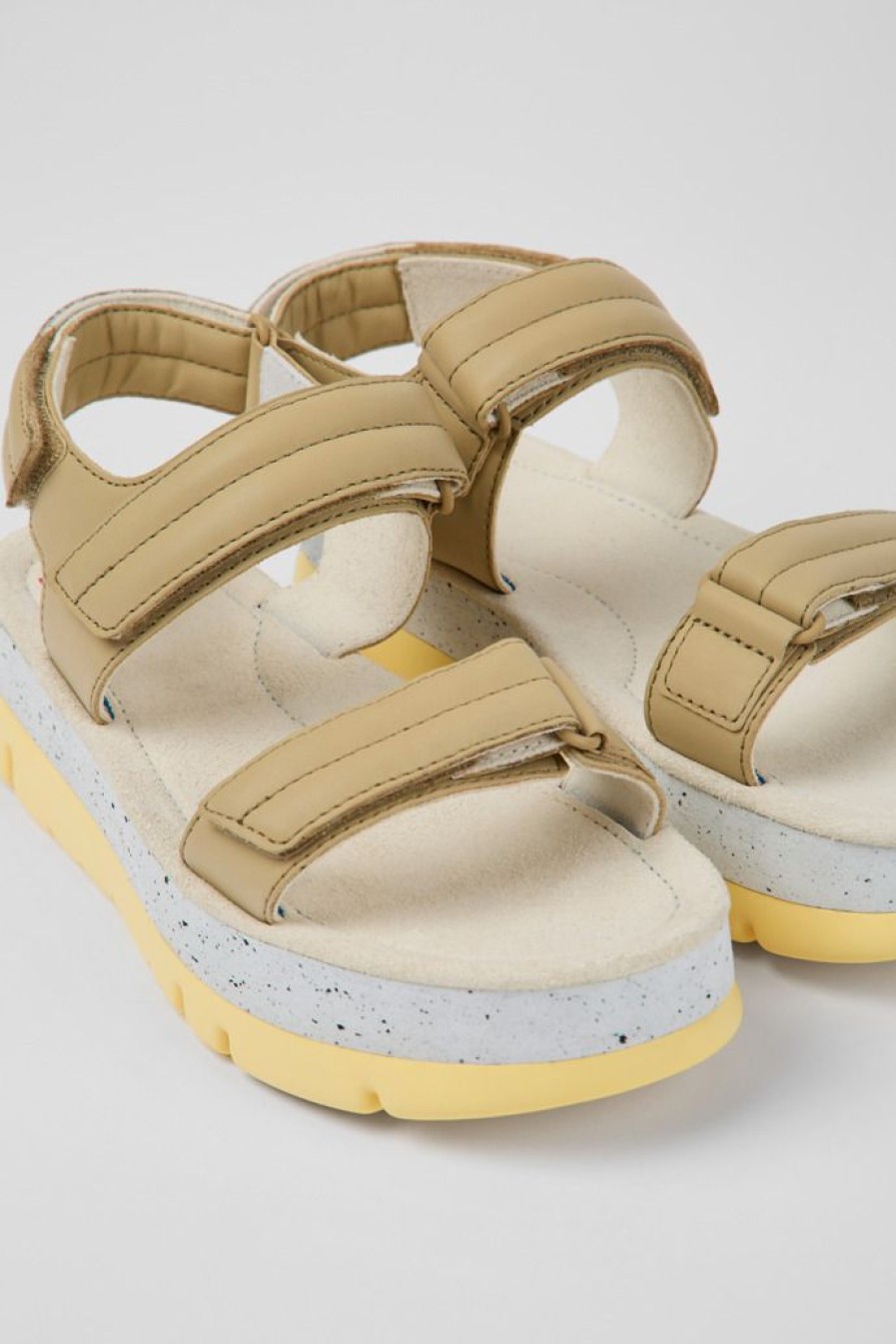 Camper Sandalias | Sandalias Beige De Piel Para Mujer