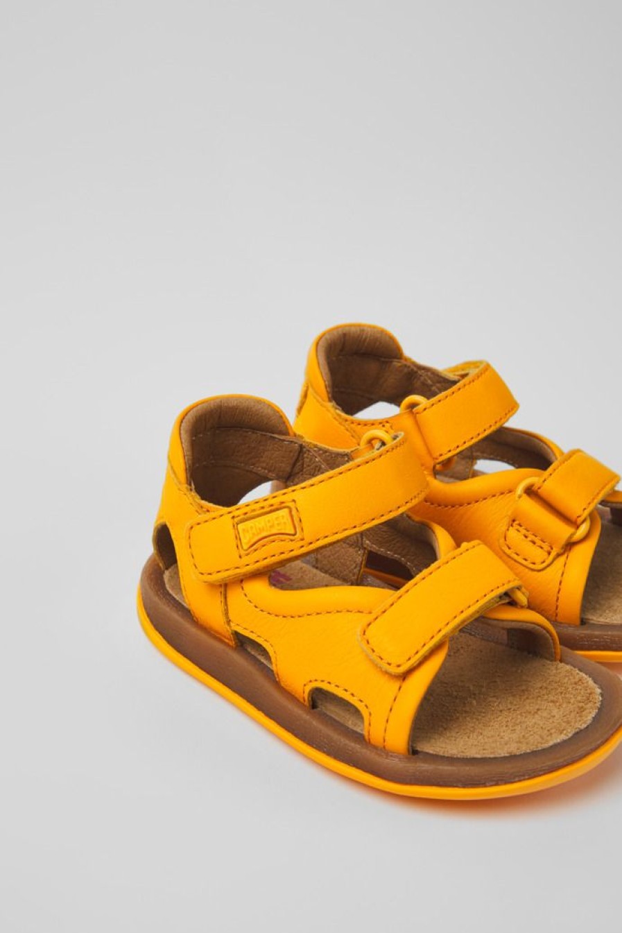 Camper Sandalias | Sandalias Amarillas De Piel Para Ninos