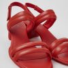 Camper Sandalias | Sandalias De Piel Rojas Para Mujer