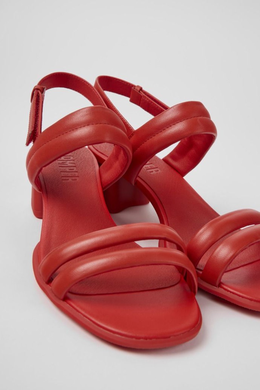 Camper Sandalias | Sandalias De Piel Rojas Para Mujer