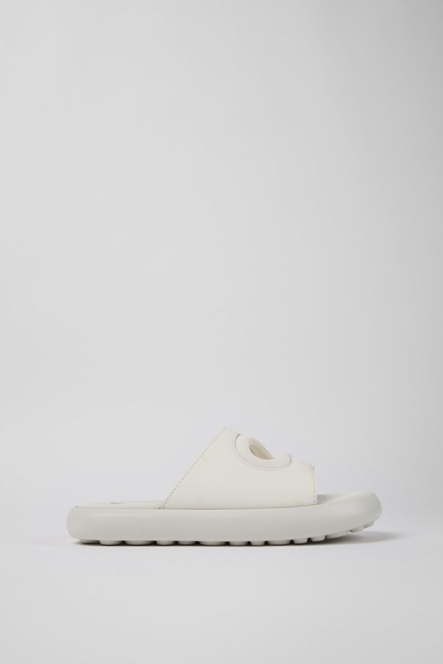 Camper Sandalias | Chancla De Piel/Tejido Blanca Para Mujer