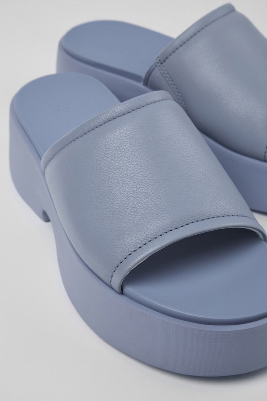 Camper Sandalias | Chancla De Piel Azul Para Mujer