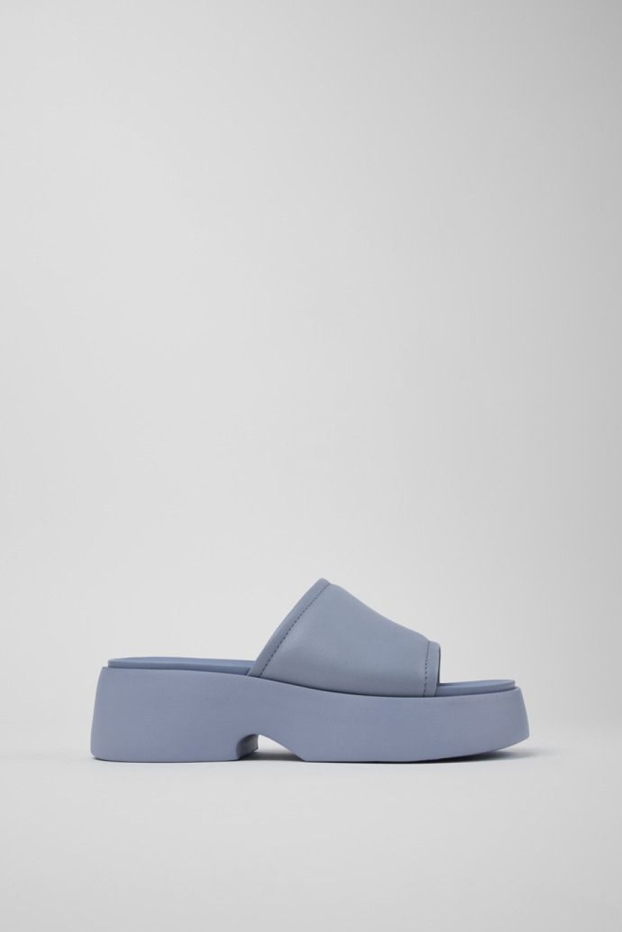 Camper Sandalias | Chancla De Piel Azul Para Mujer