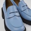 Camper Zapatos De Vestir | Mocasin De Piel Azul Para Mujer