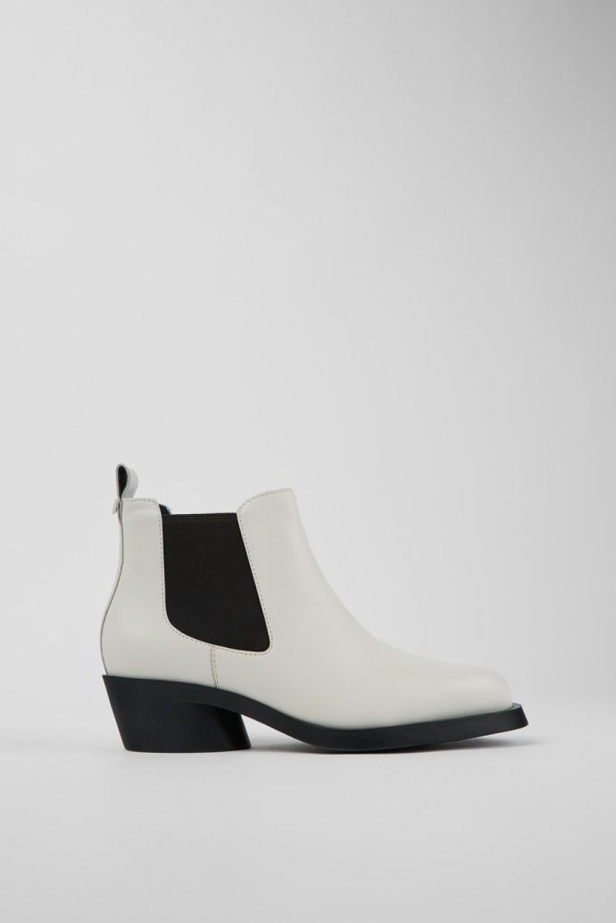 Camper Botines | Bota Chelsea De Piel Blanca Para Mujer