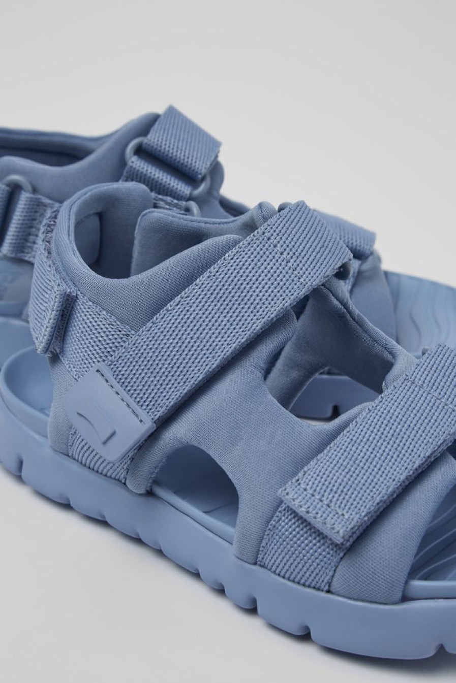 Camper Sandalias | Sandalia De Tejido Azul Con Dos Tiras