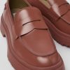 Camper Zapatos De Vestir | Mocasin De Piel Rojo Para Mujer