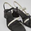 Camper Sandalias | Sandalias De Piel Blancas Y Negras Para Mujer