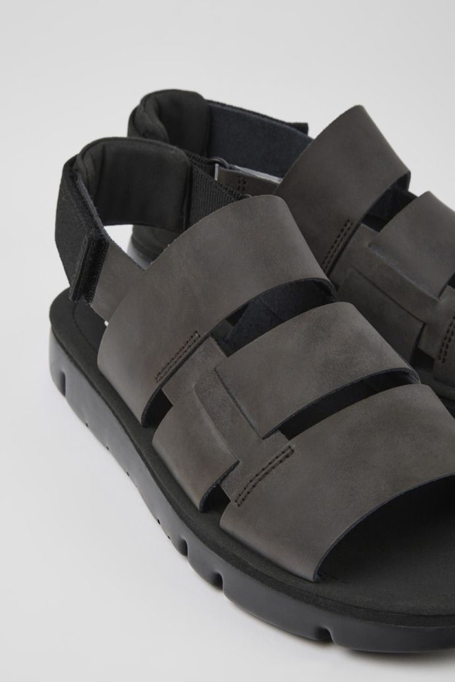 Camper Sandalias | Sandalias Marrones De Piel Y Tejido Para Hombre