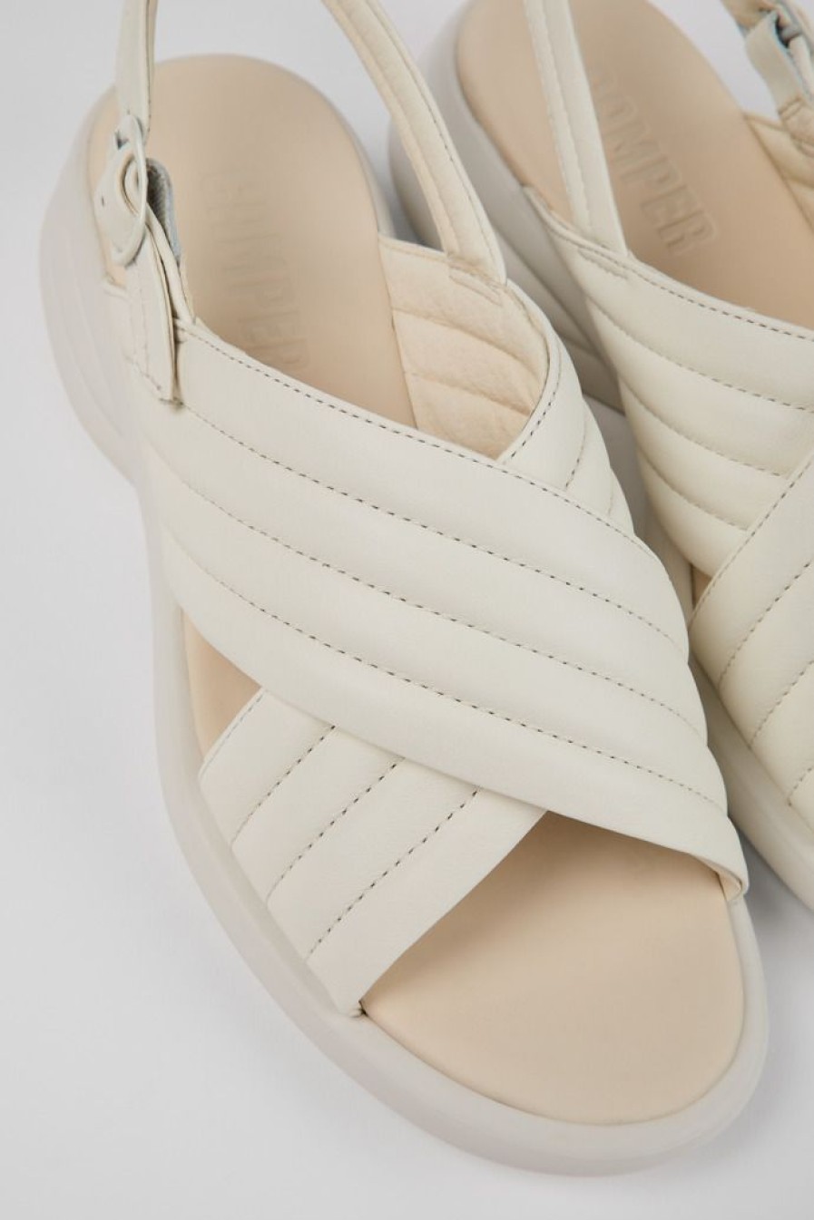 Camper Sandalias | Sandalia Con Tira Cruzada De Piel Para Mujer