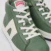 Camper Zapatillas | Botines Verdes Y Blancos De Piel Para Ninos