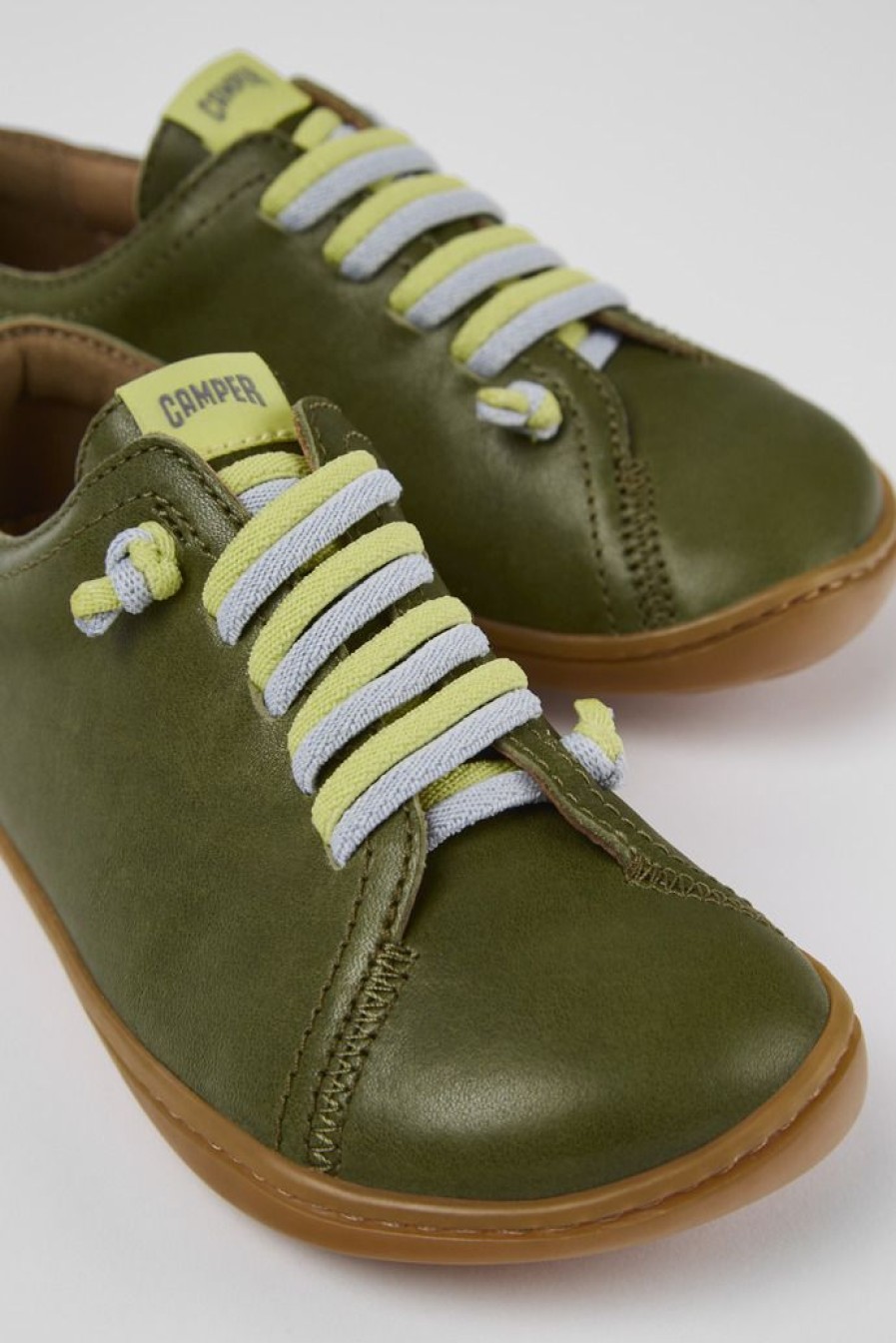 Camper Zapatos De Cordones | Zapato Abierto De Piel Verde