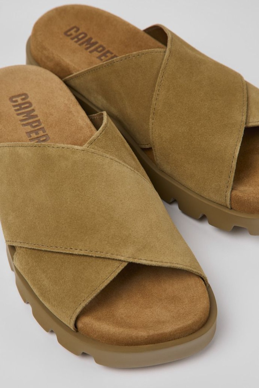 Camper Sandalias | Sandalias Con Tira Cruzada De Nobuk Para Mujer