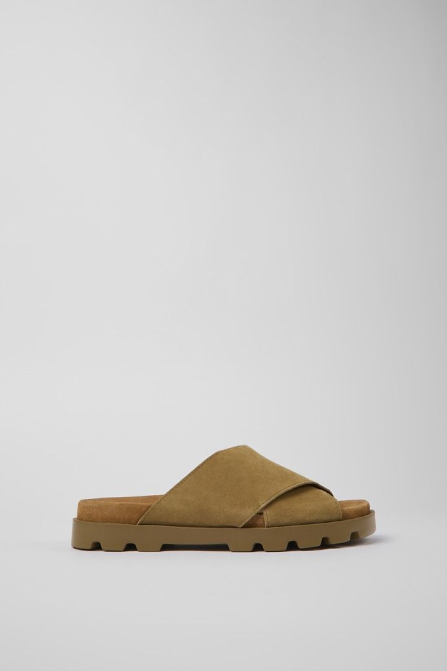 Camper Sandalias | Sandalias Con Tira Cruzada De Nobuk Para Mujer