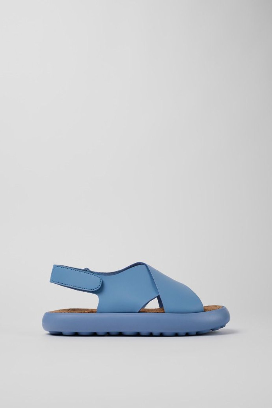 Camper Sandalias | Sandalia Con Tira Cruzada De Piel Azul Para Mujer