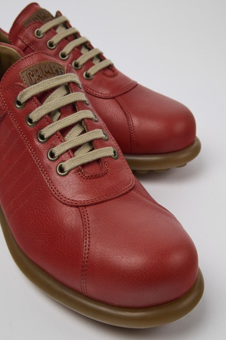 Camper Zapatos Casual | Sneaker Oxford De Piel Roja Para Hombre