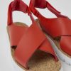 Camper Sandalias | Sandalias Rojas De Piel Y Tejido Para Mujer