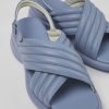 Camper Sandalias | Sandalia Con Tira Cruzada De Piel Azul Para Mujer