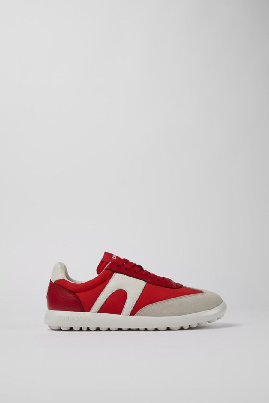 Camper Zapatillas | Sneaker De Tejido/Piel Roja Para Mujer