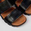 Camper Sandalias | Sandalia Con Dos Tiras De Piel Negras Para Hombre