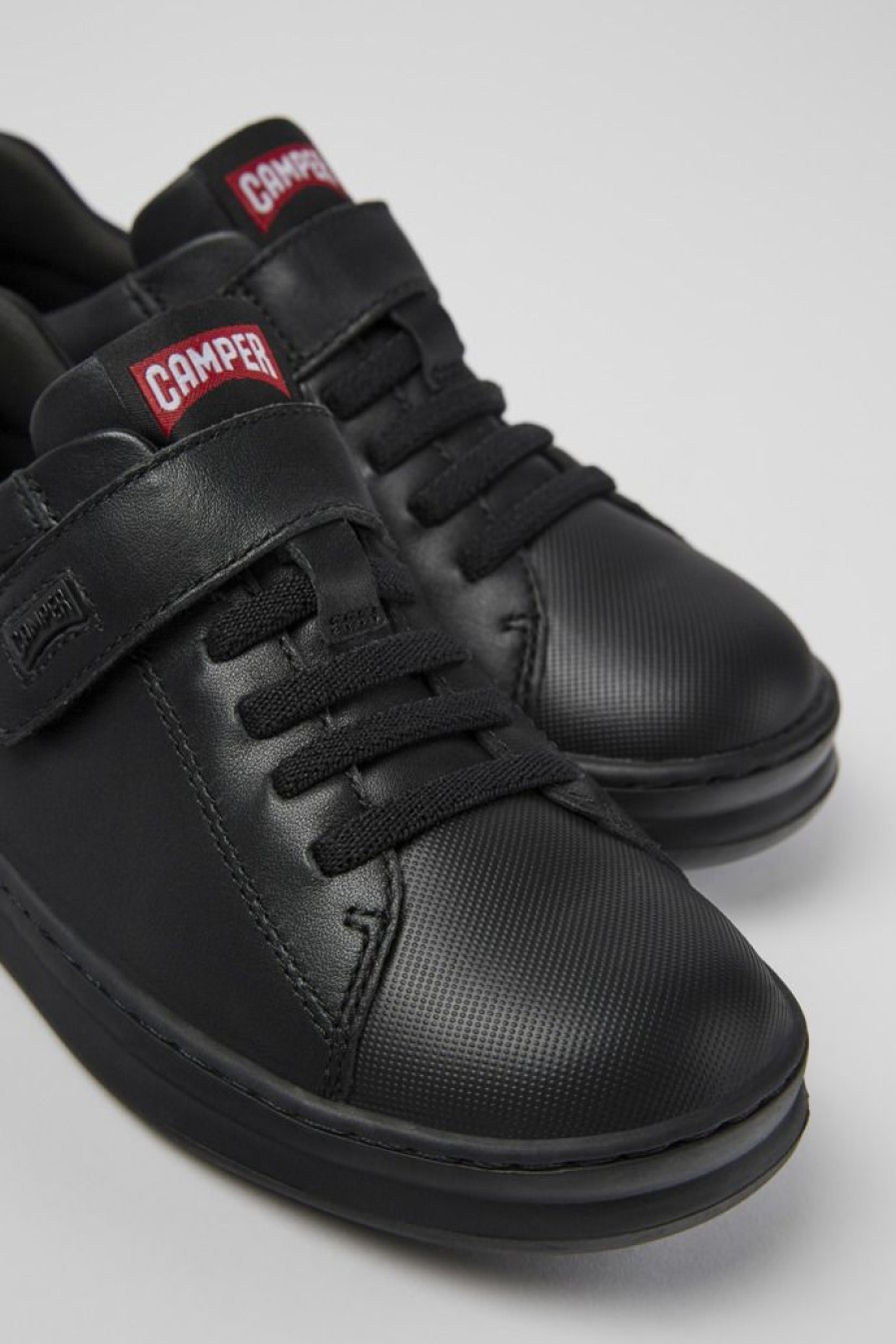 Camper Zapatillas | Sneakers Negras De Piel Y Tejido Para Ninos