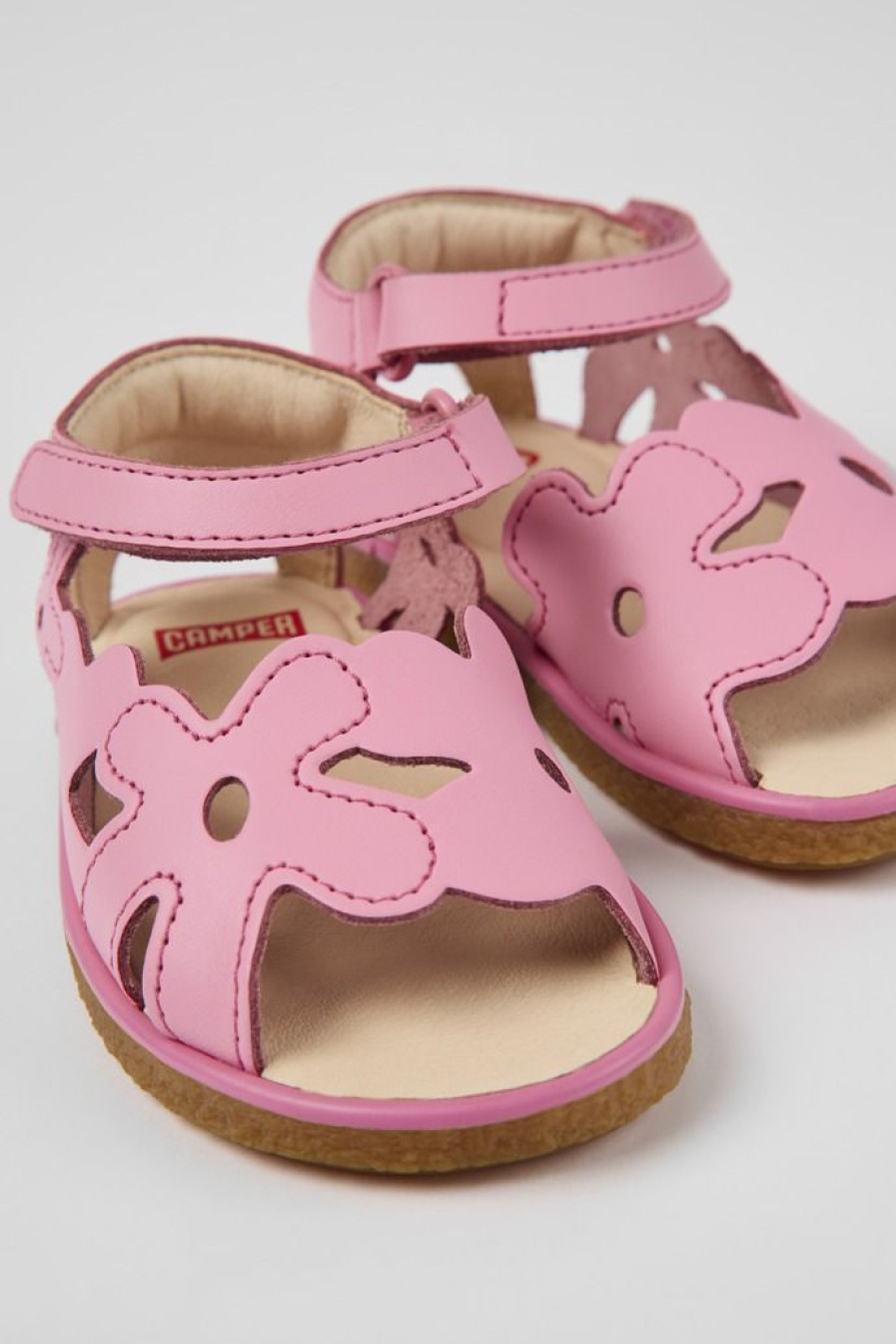 Camper Sandalias | Sandalias Rosas De Piel Para Ninos