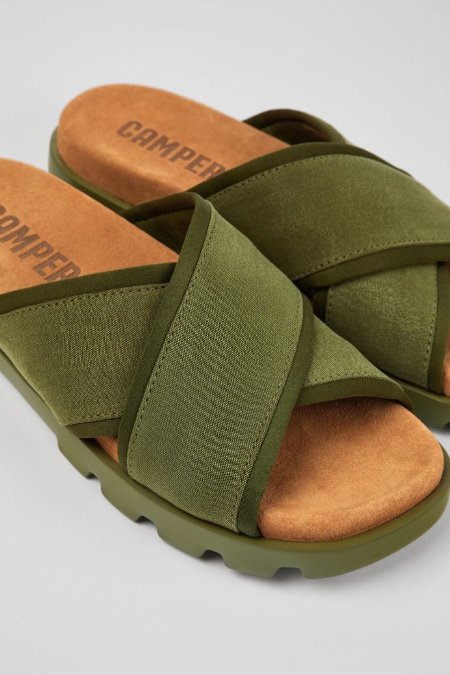 Camper Sandalias | Chancla De Tejido Verde Para Hombre