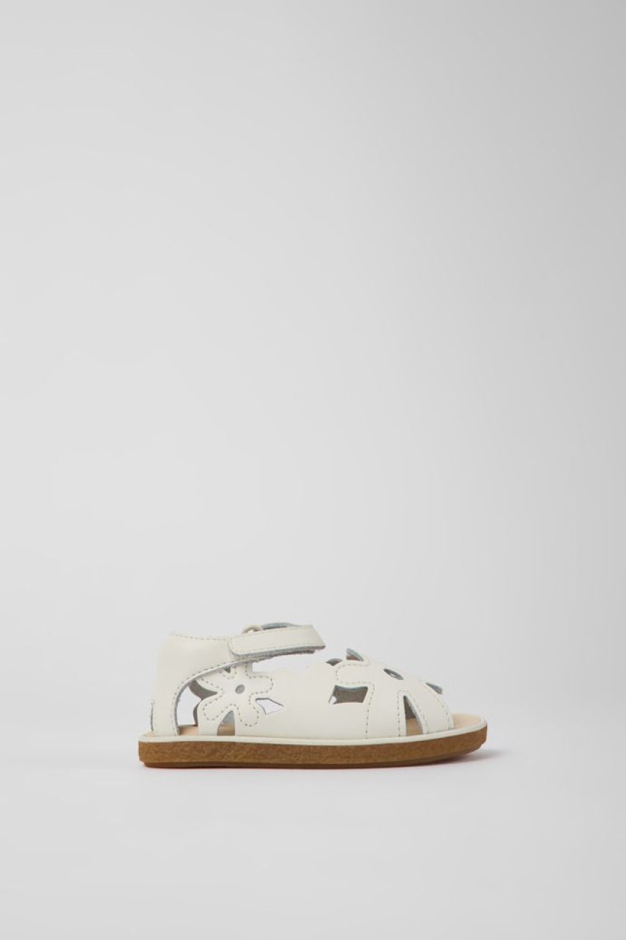 Camper Sandalias | Sandalias Blancas De Piel Para Ninos