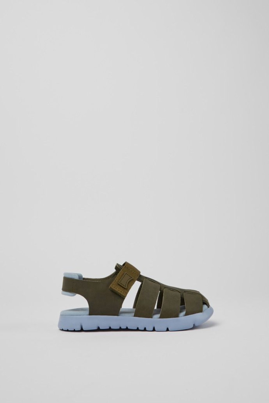 Camper Sandalias | Sandalias Verdes De Piel Para Ninos