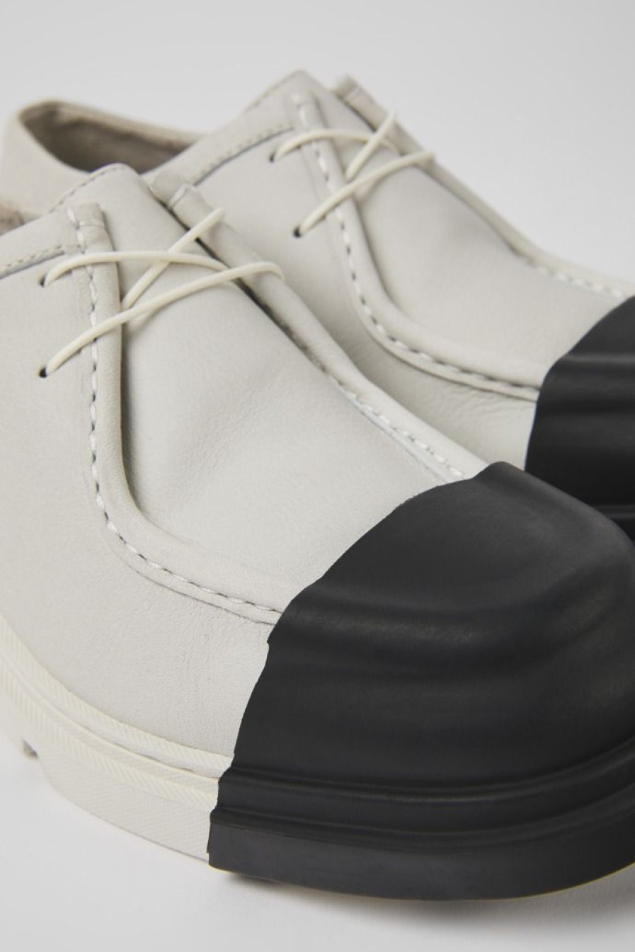 Camper Zapatos Planos | Zapatos Blancos De Piel Sin Tenir Para Mujer