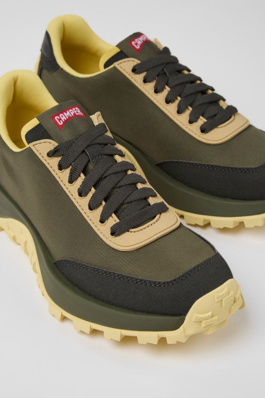 Camper Zapatillas | Sneakers Verdes De Tejido Y Nobuk Para Mujer