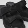 Camper Sandalias | Sandalia Con Dos Tiras De Tejido Negras Para Mujer