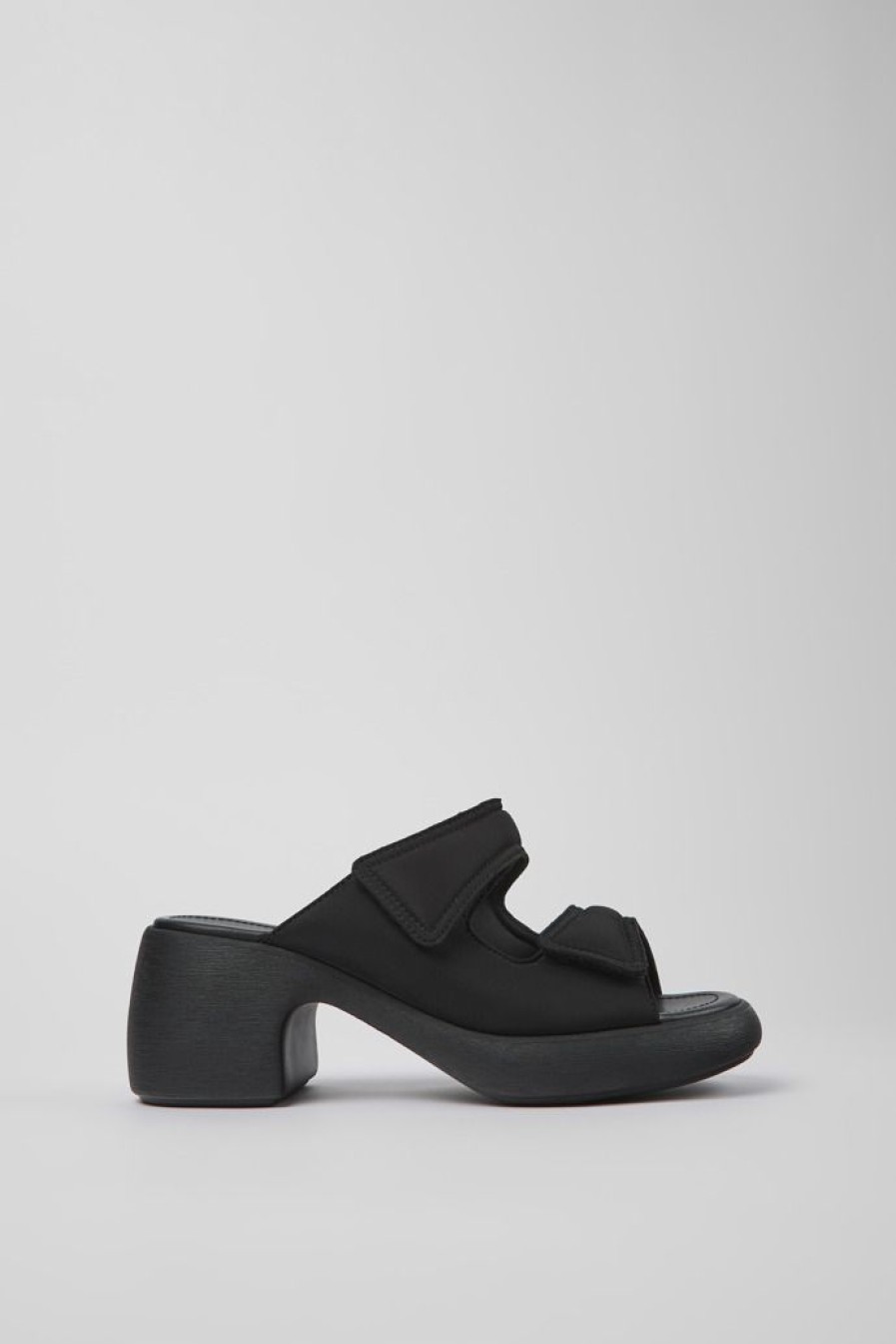 Camper Sandalias | Sandalia Con Dos Tiras De Tejido Negras Para Mujer