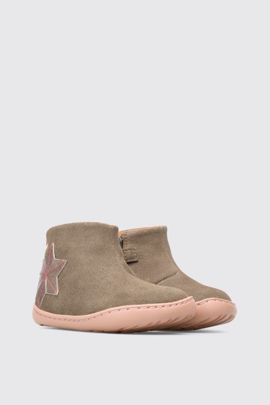 Camper Botas | Botin Twins Gris Con Cremallera Para Nina