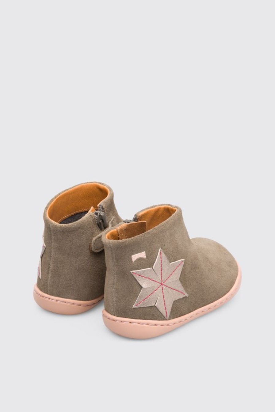 Camper Botas | Botin Twins Gris Con Cremallera Para Nina