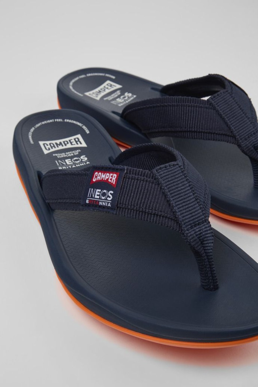 Camper Sandalias | Chancla De Tejido Azul Para Hombre