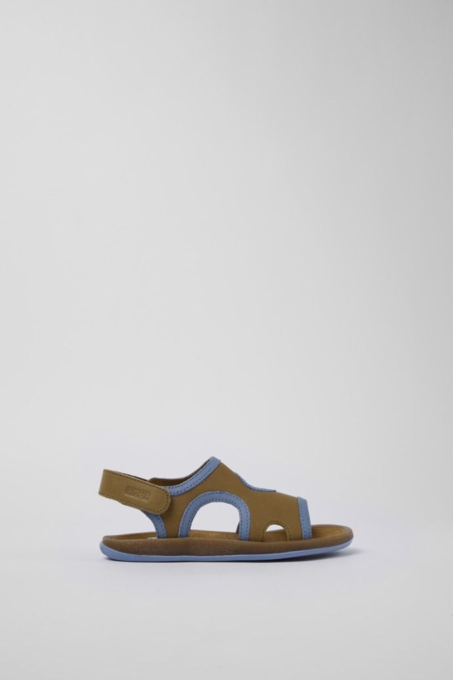 Camper Sandalias | Sandalia De Piel Marron Con Dos Tiras