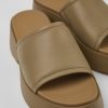 Camper Sandalias | Chancla De Piel Marron Para Mujer