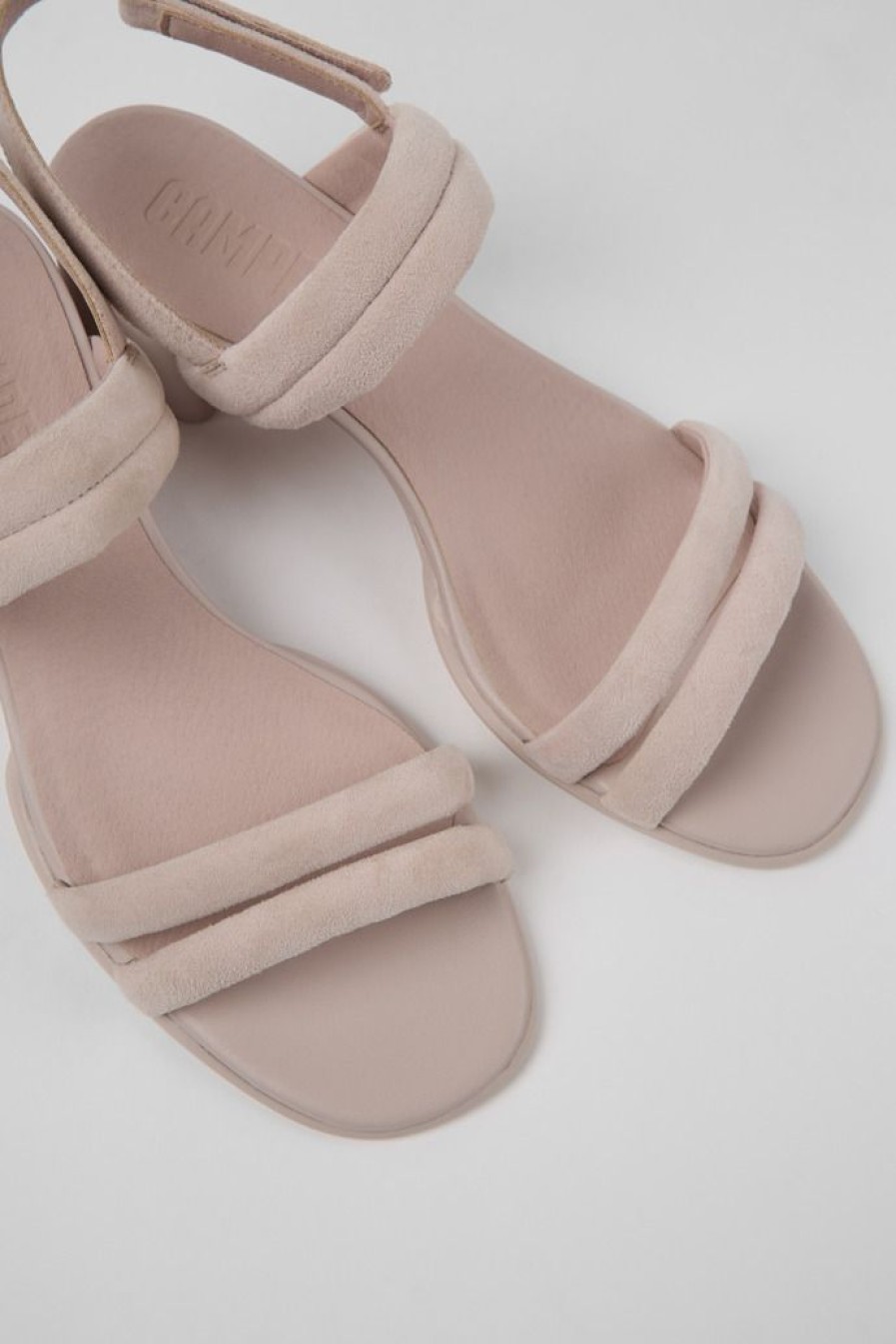 Camper Sandalias | Sandalias Rosas De Nobuk Para Mujer