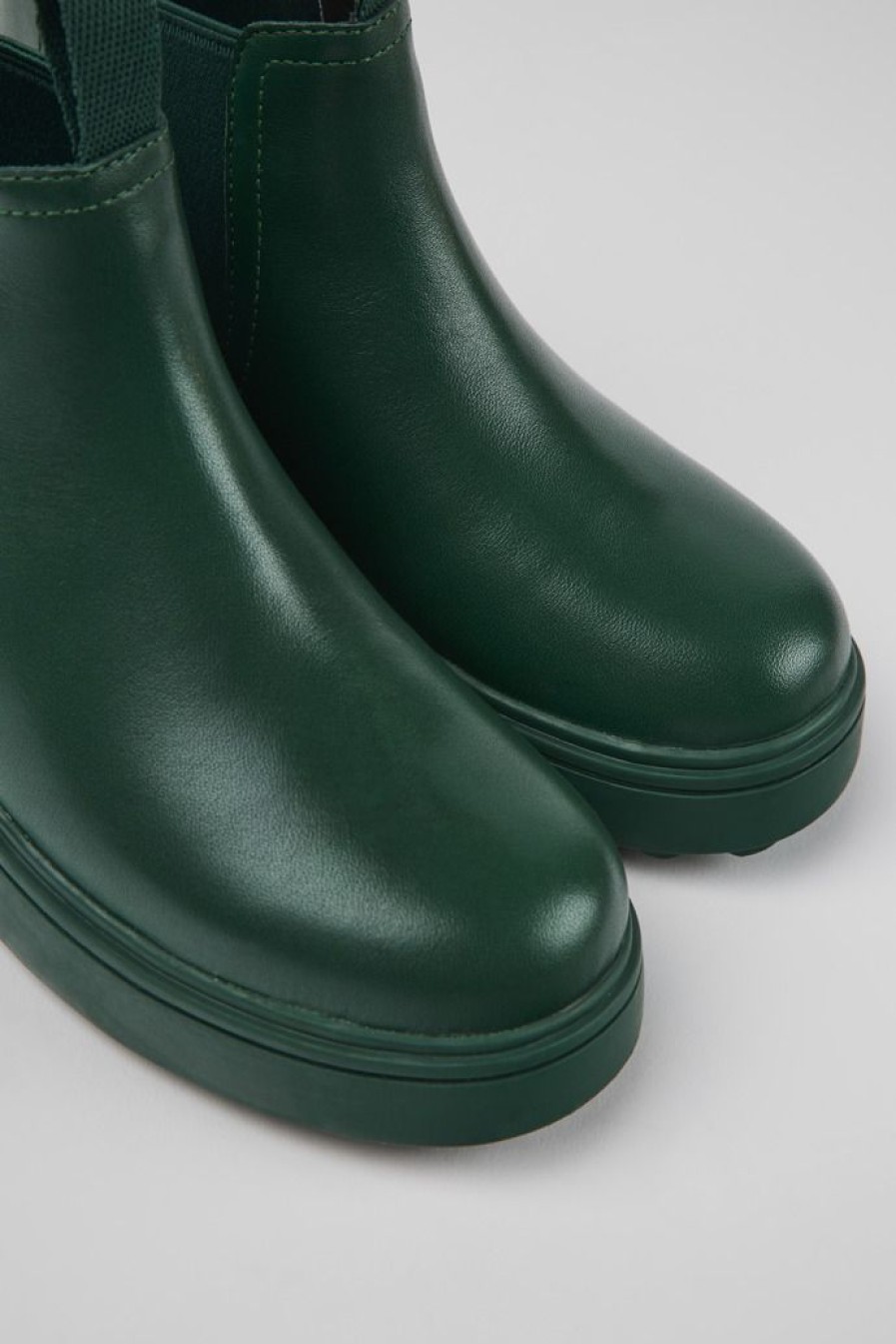 Camper Botas | Botas Chelsea Verdes De Piel Para Ninos