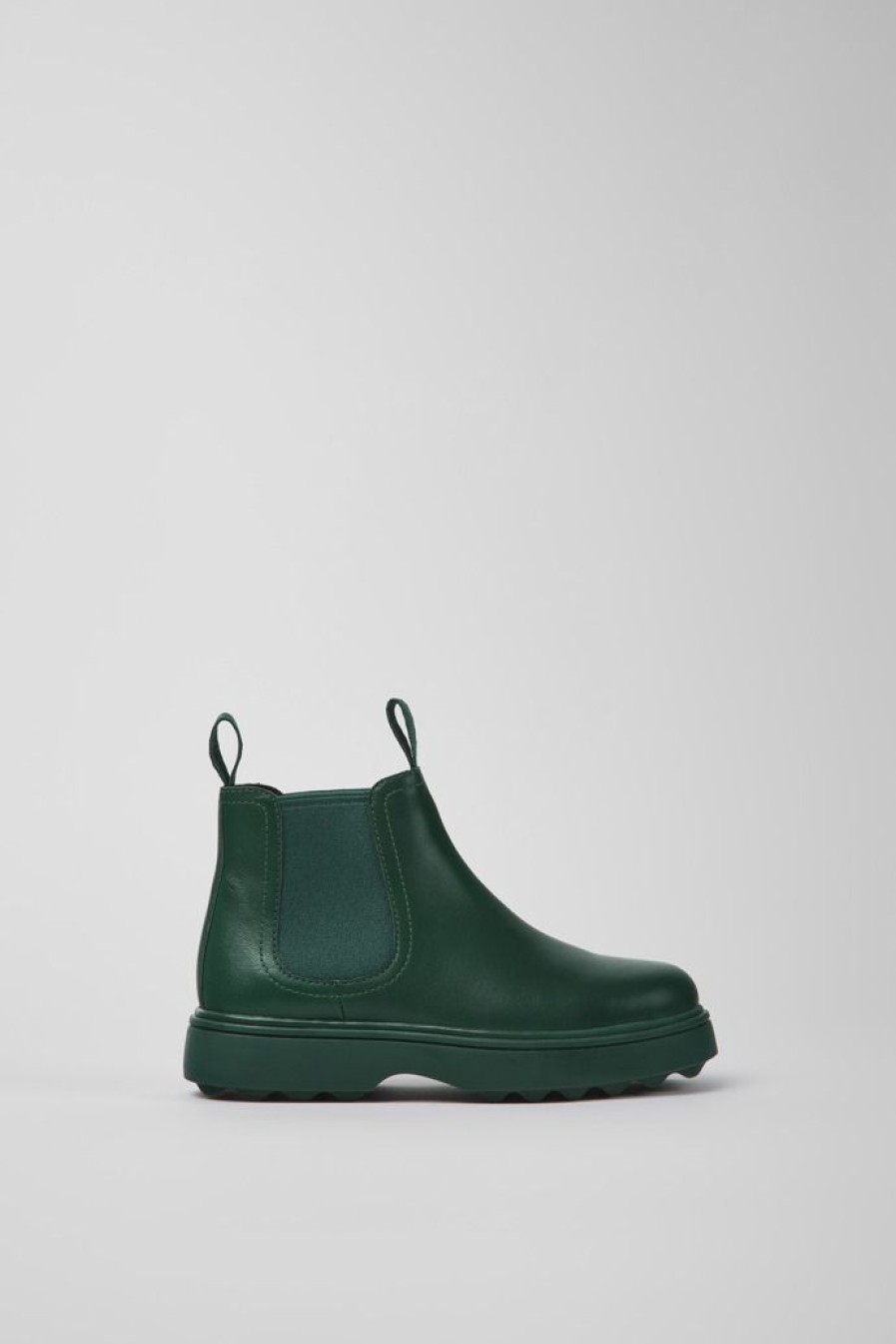 Camper Botas | Botas Chelsea Verdes De Piel Para Ninos