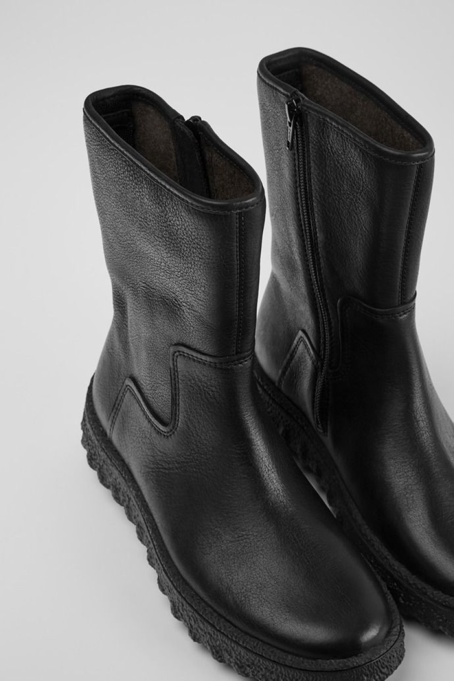 Camper Zapatos Planos | Botas Negras De Piel Para Mujer