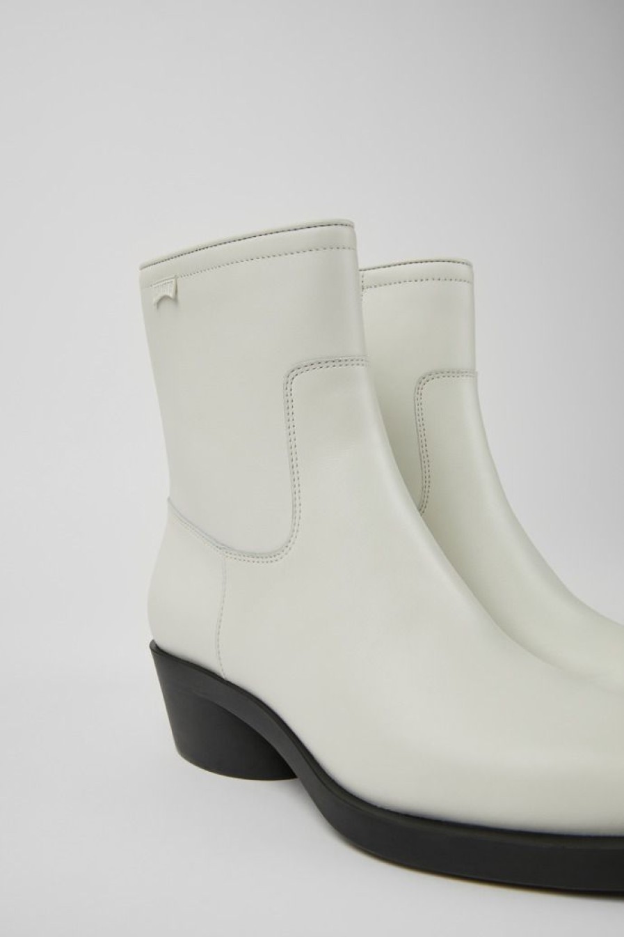 Camper Zapatos De Vestir | Botines Blancos De Piel Para Mujer