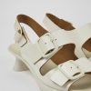 Camper Sandalias | Sandalia Con Dos Tiras De Piel Blanca Para Mujer