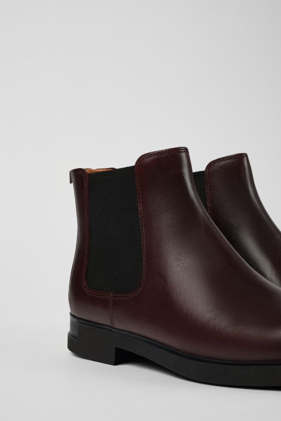 Camper Zapatos De Vestir | Botas Chelsea Burdeos De Piel Para Mujer