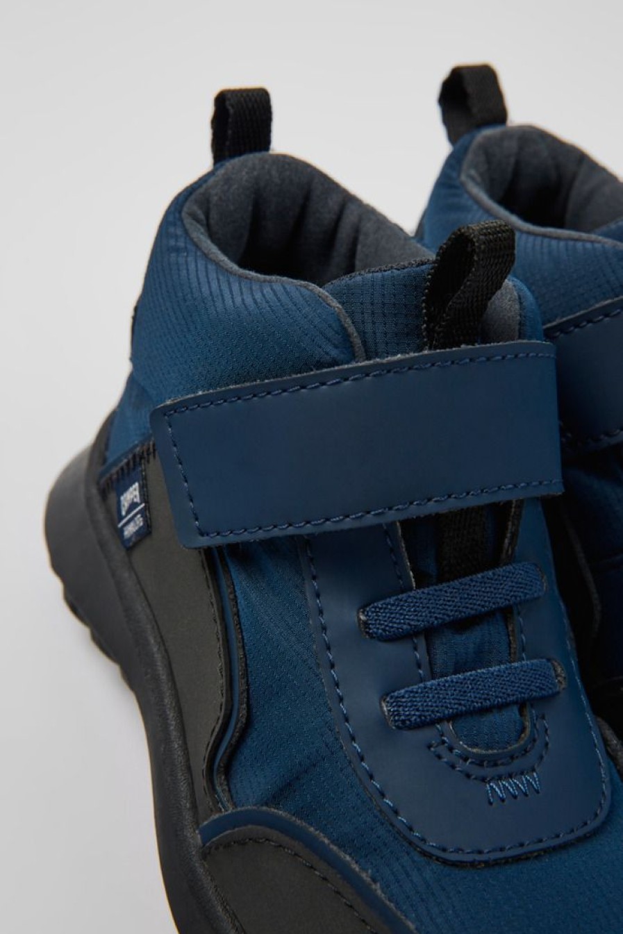 Camper Zapatillas | Botines Azul Oscuro De Tejido Y Piel Para Ninos