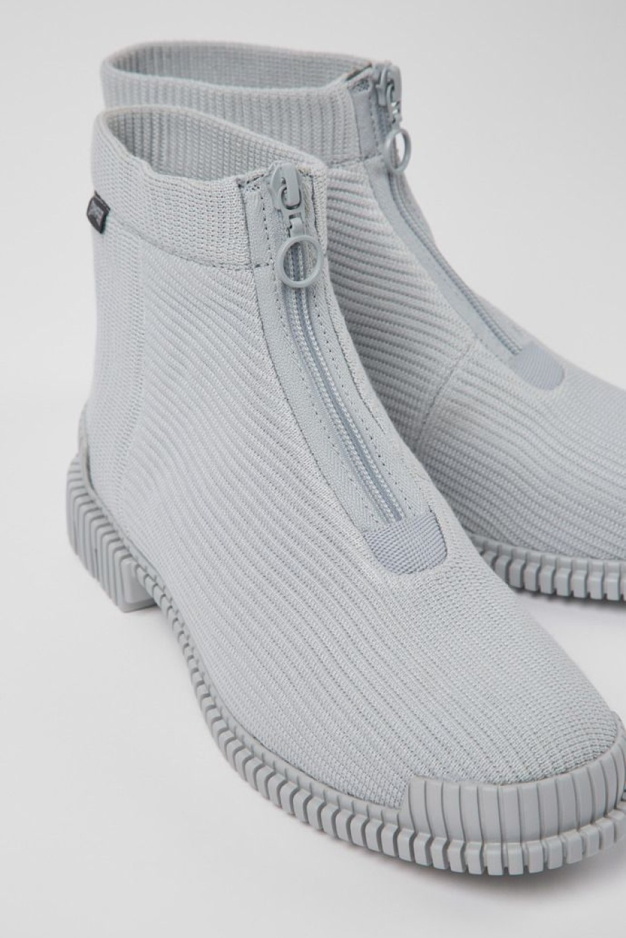 Camper Zapatos De Vestir | Bota Con Cremallera De Tejido Gris Para Mujer