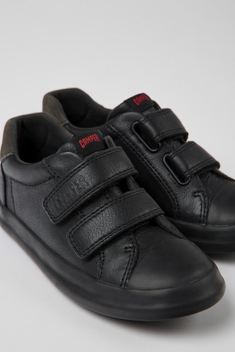 Camper Zapatillas | Sneakers Negras De Piel Y Nobuk Para Ninos