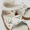 Camper Sandalias | Sandalia De Piel Blanca Con Dos Tiras