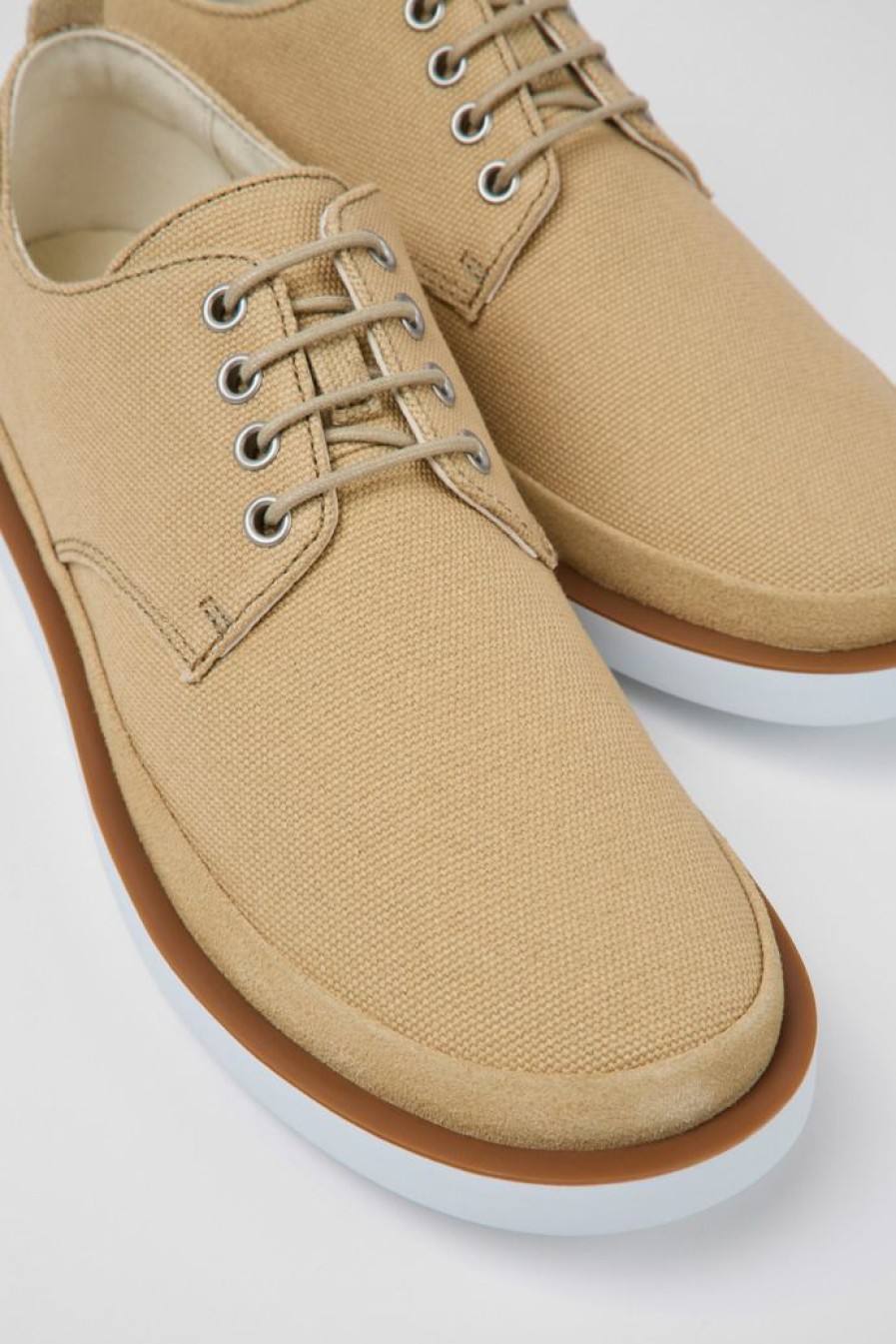 Camper Zapatos Casual | Zapatos Beige De Tejido Y Nobuk Para Hombre